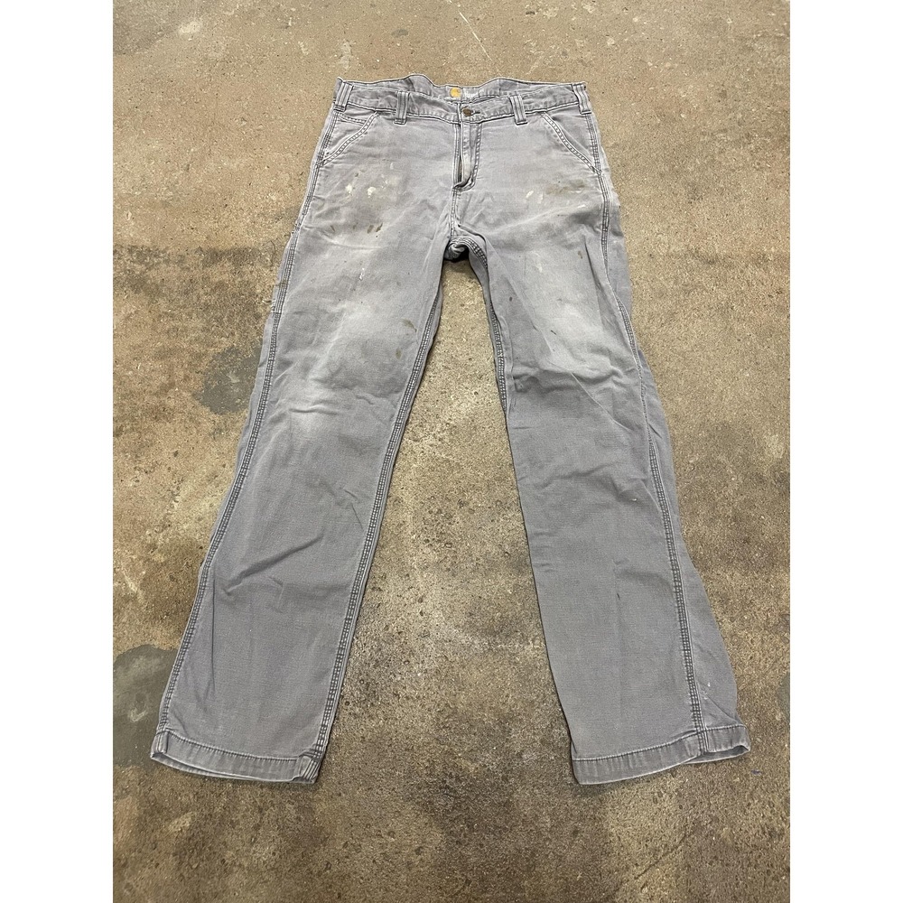 Carhartt Pants‎ Mens 34x34 Gray Relaxed Fit Canvas Work Carpenter Utility 102291